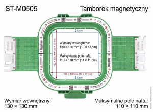 ST-M0505 Tamborek magnetyczny 13 x 13 cm pole haftu 11 x 11 cm