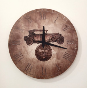 Hängeuhr Retro-Autos 30 cm