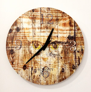 Leichte Wanduhr Katze 30 cm