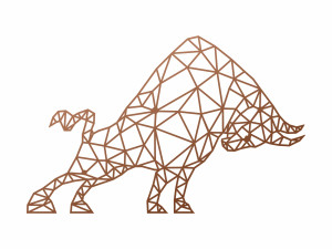 Geometrische Wanddekoration Stier 90 cm - kupfer