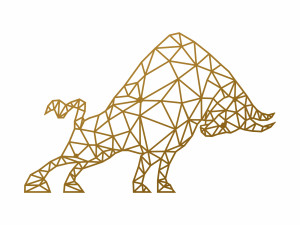 Geometrische Wanddekoration Stier 90 cm - gold