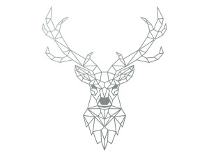 Moderne metallene Wanddekoration Hirsch 100 cm - silber