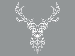 Moderne Metall-Wanddekoration Hirsch 80 cm - weiß matt