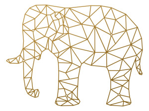 Wanddekoration aus Metall Elefant 80 cm - gold