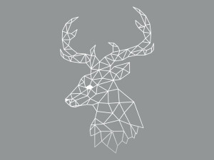 Metallische Wanddekoration Hirsch Profil 100 cm - weiß matt