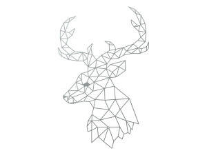 Metallische Wanddekoration Hirsch Profil 100 cm - silber