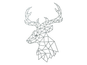 Metall-Wanddekoration Hirsch Profil 70 cm - silber