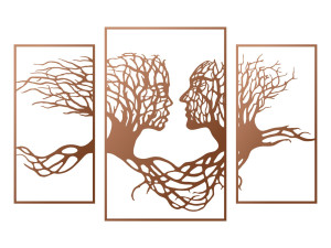 Metall-Wanddekoration Triptychon Bäume 100 cm - kupfer