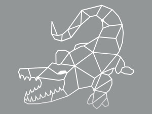 Wanddekoration aus Metall Krokodil 50 cm - weiß matt