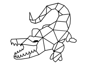 Wanddekoration aus Metall Krokodil 50 cm - schwarz matt