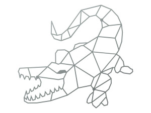 Wanddekoration aus Metall Krokodil 50 cm - silber
