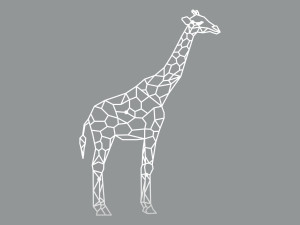 Metall-Wanddekoration Giraffe 70 cm - weiß matt