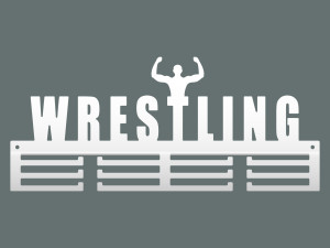 Medaillenhalter Wrestling 40 cm - weiß matt