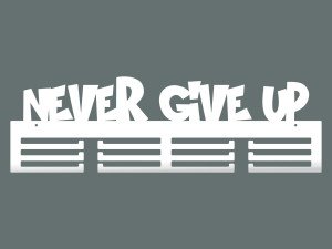 Medaillenhalter Never give up 60 cm - weiß matt