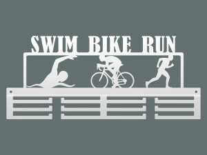 Medaillenhalter Swim Bike Run - weiß matt - 40
