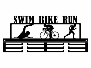 Medaillenhalter Swim Bike Run - schwarz matt - 40