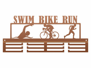 Medaillenhalter Swim Bike Run - kupfer - 40