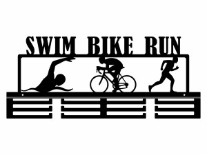 Medaillenhalter Swim Bike Run - schwarz matt - 60