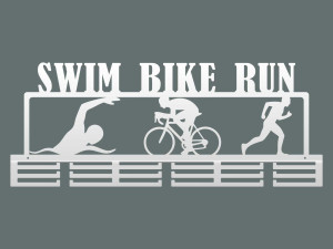 Medaillenhalter Swim Bike Run - weiß matt - 80