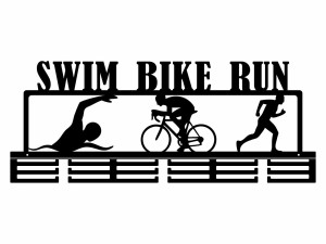 Medaillenhalter Swim Bike Run - schwarz matt - 80