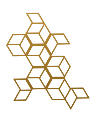 Metall-Wanddekoration für Kletterpflanzen Spalier Cube M 65x77 cm - gold