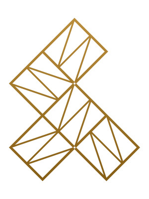 Wanddekoration aus Metall für Kletterpflanzen Spalier Zigzag S 58x58 cm - gold