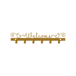 Metall-Kleider- und Schlüsselhaken Welcome - gold