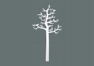 Metall-Wandgarderobe Baum Vögel WIE131 130 cm - weiß matt