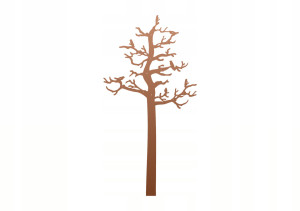 Metall-Wandgarderobe Baum Vögel WIE131 130 cm - kupfer