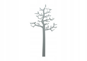 Metall-Wandgarderobe Baum Vögel WIE131 130 cm - silber