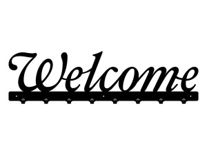 Metall-Kleiderhaken Welcome 80 cm - schwarz matt