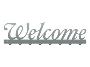 Metall-Kleiderhaken Welcome 80 cm - silber