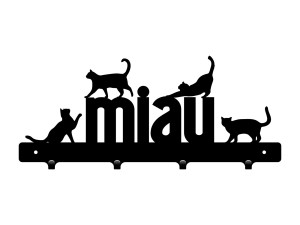 Kurzer Metall-Kleiderhaken Katzen 40 cm - schwarz matt