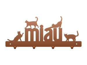 Kurzer Metall-Kleiderhaken Katzen 40 cm - kupfer