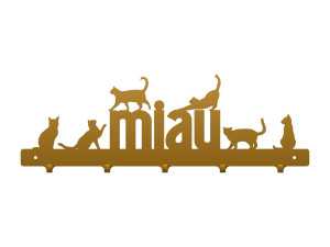 Metall-Kleiderhaken Katzen 50 cm - gold