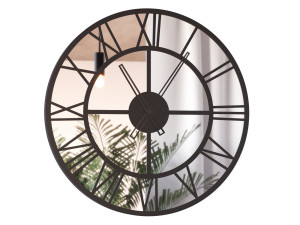 Wanduhr mit Spiegel aus Metall Roma Loft 60 cm