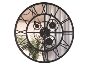 Wandspiegeluhr aus Metall Loft mit Zahnrädern 90 cm