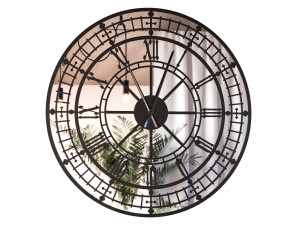Wanduhr mit Spiegel aus Metall Big Ben 100 cm