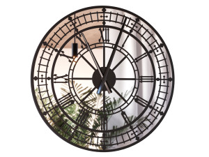 Wanduhr mit Spiegel aus Metall Big Ben 70 cm