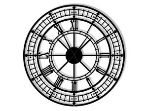Große metallene Wanduhr Big Ben 100 cm - schwarz matt