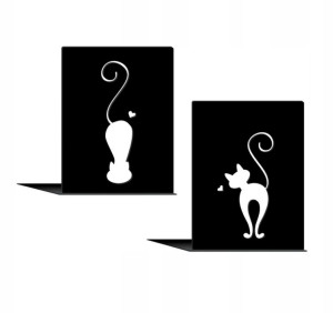 Buchstützen Katze Herz - silber