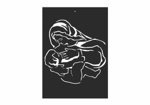 Mutter Gottes mit Jesukind Wandbild Metall KNS023 50 cm - schwarz matt