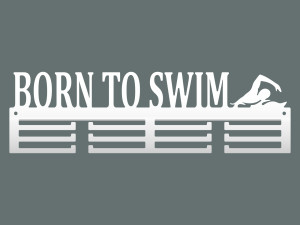 Medaillenhalter Born to swim 40 cm - weiß matt