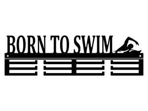 Medaillenhalter Born to swim 40 cm - schwarz matt