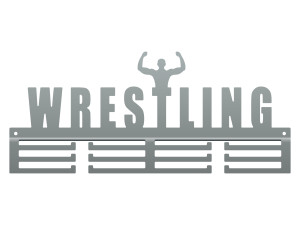 Medaillenhalter Wrestling 40 cm - silber