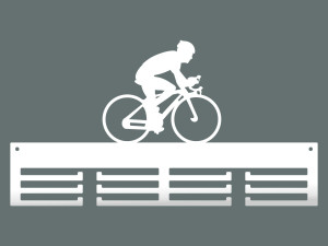 Medaillenhalter Radfahren 40 cm - weiß matt