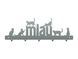 Garderobenleiste Katzen 50 cm - silber