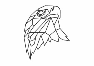 geometrisches Wanddeko Metall Adler 40 cm - weiß matt