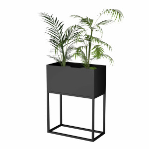 Blumenständer mit Tiefem Blumentopf 30x60x80 - silber