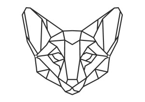 geometrisches Wanddeko Metall Fuchs 40 cm - schwarz matt